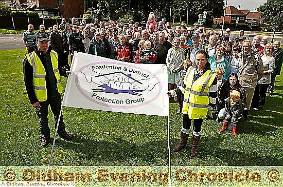 RESIDENTS gather for the protest walk at Foxdenton
RESIDENTS gather for the protest walk at Foxdenton
