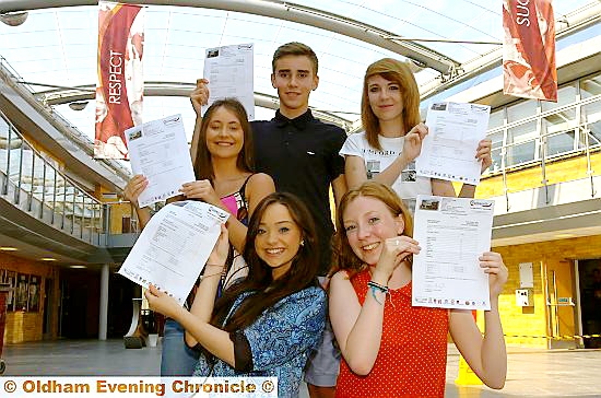 WE did it (back, from left): Hayley Evans, Oliver Taylor and Samantha Lear. Front: Rebecca Kelly and Eleanor Rowbotham 

