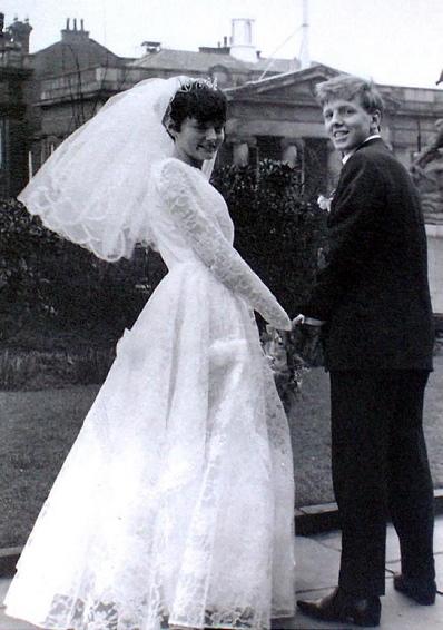 Liz and Arnold at their wedding in 1967. 
