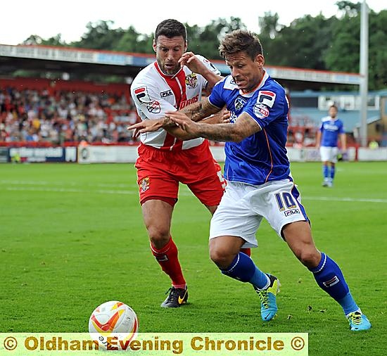 COMMITTED TO THE CAUSE: Charlie MacDonald shows his determination during one of many Athletic attacks.