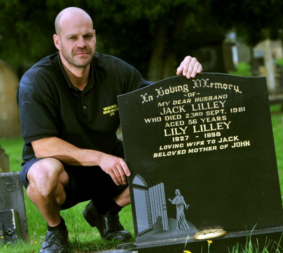 Stonemason Christian Hague, who added Lily’s name to the memorial