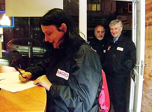 Tony Lloyd (right) observes the Angels at work
Tony Lloyd (right) observes the Angels at work