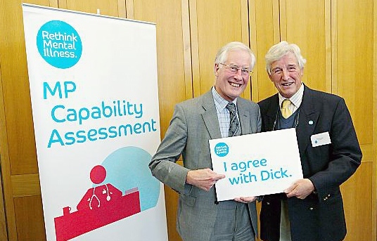 SUPPORT . . . Michael Meacher with Rethink Mental Illness activist Dick Acworth
SUPPORT . . . Michael Meacher with Rethink Mental Illness activist Dick Acworth