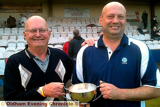 WELL DONE, SON . . . Andrew Buckley (right), winner of the Waterloo bowls final, with his dad Stewart Buckley at Blackpool.
WELL DONE, SON . . . Andrew Buckley (right), winner of the Waterloo bowls final, with his dad Stewart Buckley at Blackpool.