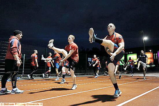 FINAL PREPARATIONS . . . players are put through their paces at OASIS Academy last night. 