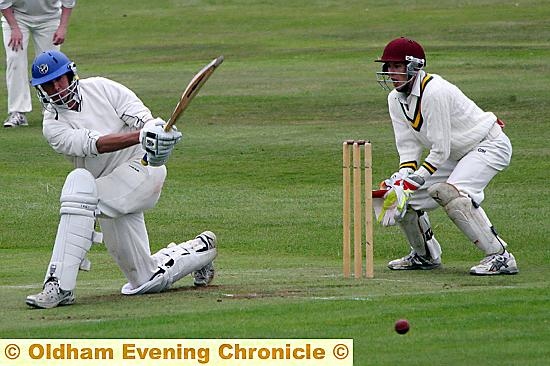 BIG-HITTER . . . Heyside’s in-form pro Gerrie Snyman cracks a boundary at Austerlands. 
Saddleworth League - Sunday 
