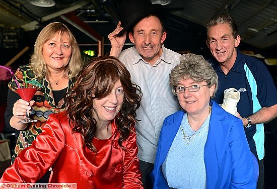 Three long serving staff members at JD Williamssee behind the scenes at the Coliseum - and (rear, l-r), Janet Kenyon, Philip Andrews and Frederick Poole met Maggie Fox (left) and Sue Ryding from Lip Service.