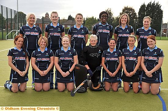 ON PARADE: Oldham Hockey’s first team of Karen Rowley (back row, left), Fran Lees, Lesley Beddow, Chidi Onuoha, Rachael Johnson and Lisa Staniland. Fran Barlow (front, left) , Sally Richmond, Louise Howard, Sarah Simpson, Yvonne Jackson, Rebecca Blair and Daisy May Ward. 