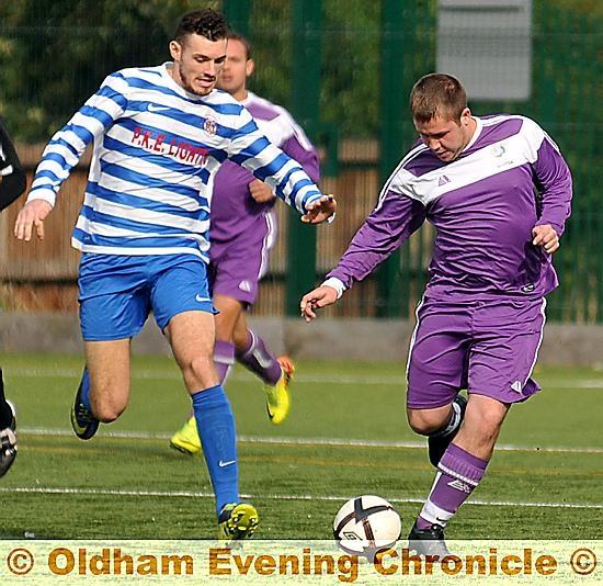 FOCUSED: Santos’s James Uren tries to beat his man. PICTURE: TIM BRADLEY