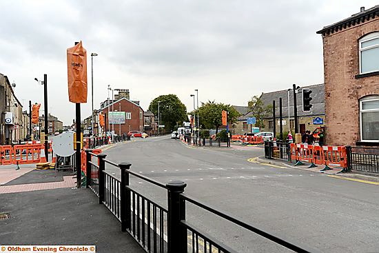 The new crossing in Milnrow Road, Shaw.