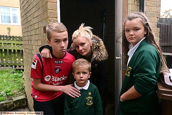 Ethan, Mylan and Scarlett Warburton, who have had their bikes stolen three times, with mum Helen