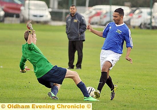 FOUR GOALS: Westwood hot-shot Farhad Choudhury (right).