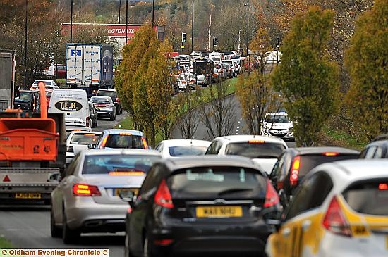 Traffic on Chadderton Way was prevented from joining the A627M.