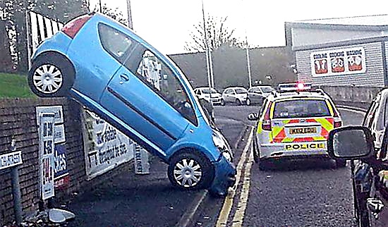 This Peugeot took to fast route out of the DIY store car park This Peugeot took to fast route out of the DIY store car park