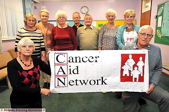 APPEAL... The Cancer Aid Network Committee (L-R) Vera Dolan, Maureen Gartland, Pat Rigby, Margaret Heywood, Peter Hibbert, Peter Kirwan, Audrey Heywood, Sylvia Brown and Alan Heywood. 