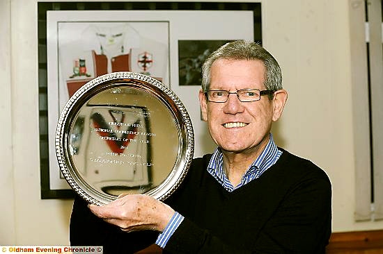 WILLING WORKER . . . Peter Townsend shows off his salver after being named NCL secretary of the year. WILLING WORKER . . . Peter Townsend shows off his salver after being named NCL secretary of the year.