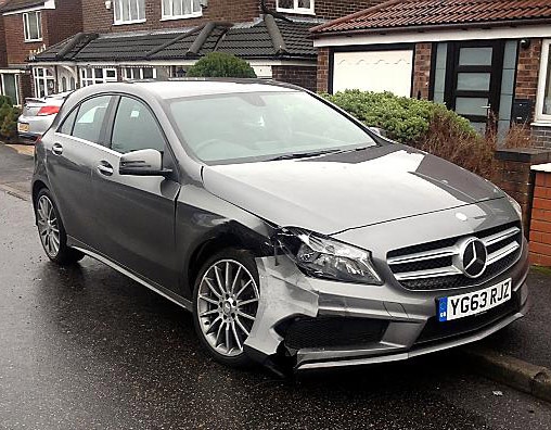 Damaged vehicle in Alder Road,Failsworth