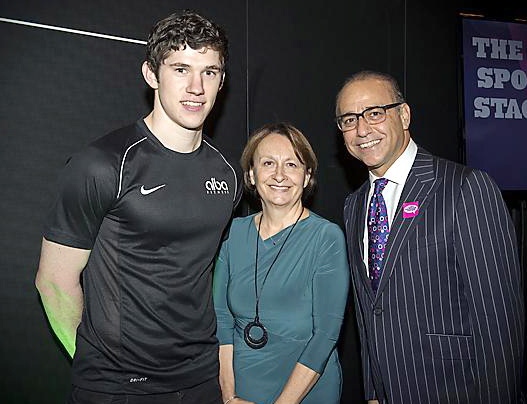 DELIGHTED: Gavin Bell celebrates his third place with “Dragons’ Den” star Theo Paphitis, and Jan Hedges from the Edge Foundation DELIGHTED: Gavin Bell celebrates his third place with “Dragons’ Den” star Theo Paphitis, and Jan Hedges from the Edge Foundation
