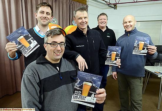 CHEERS . . . Saddleworth Round Table members (from the left) Kris Richmond, Matt Sykes, Dave Carter, Tony Harratt from Greenfield Brewery, and Rod Hunt
CHEERS . . . Saddleworth Round Table members (from the left) Kris Richmond, Matt Sykes, Dave Carter, Tony Harratt from Greenfield Brewery, and Rod Hunt
