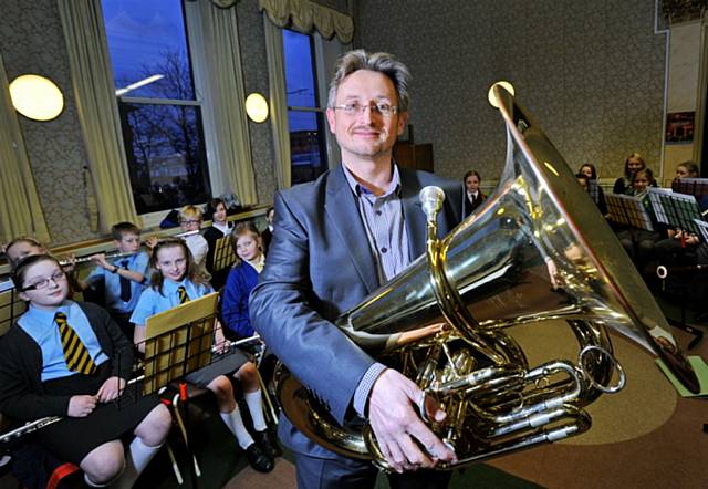 Gerard Booth and students at the Music Centre