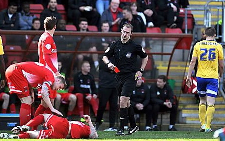 SOUR NOTE: James Tarkowski (far right) was sent off at Leyton Orient. 