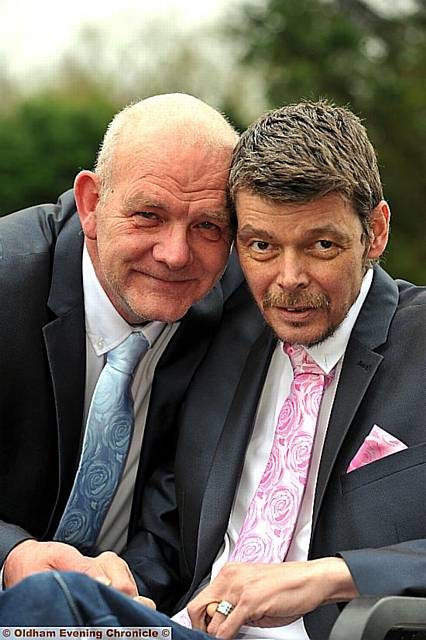 Touching moment: Cliff and Richard on their wedding day 
