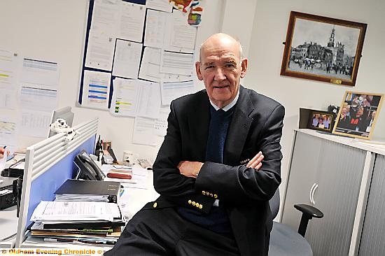 STILL at his desk . . . Bernard Halford Manchester City’s Etihad Stadium 
