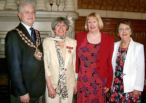 MAYORAL approval: Judith Haughton, second left, with Mayor Cllr John Hudson, Pauline Bowling who nominated Judith, and Mayoress Kathleen Hudson 
