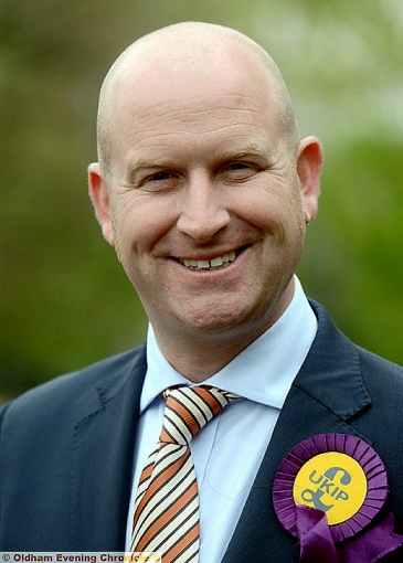 Paul Nuttall in Oldham yesterday 
