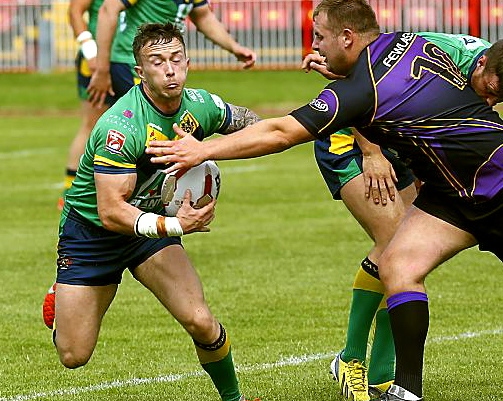 Danny Whitmore side-steps a Gateshead Thunder opponent at the International Stadium. 
