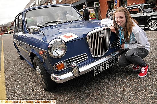 Dana Dodd (17) with her dad's Wolseley 1300