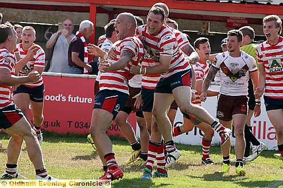 Josh Crowley celebrates his match-winning try. 
