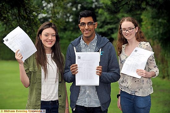 Making the grade . . . Naomi Higginson, Sanjay Shah and Amy Thompson