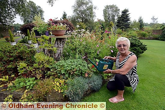 Saddleworth in Bloom competition. Winner of Large Garden category, Glynis Bruce, Ashley House, Horest Lane, Denshaw.