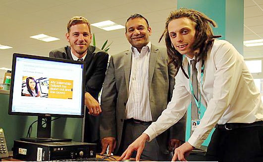 Oldham Council’s Jonathan Phillips, Councillor Shoab Akhtar and work placement trainee Ryan Stanton, who is a trainee events coordinator at Oldham Civic Centre