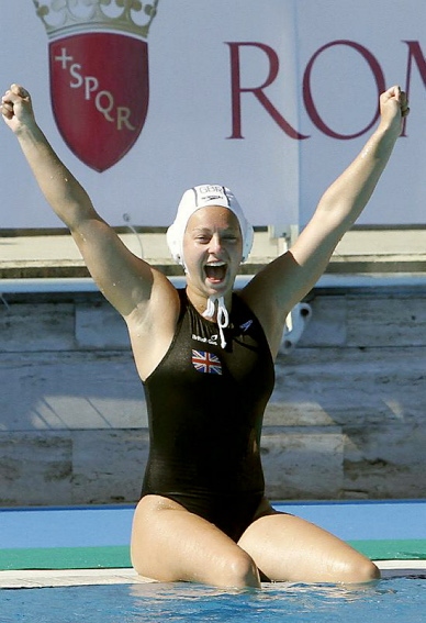 we’re on our way: Katy Andrew celebrates victory over Ukraine.