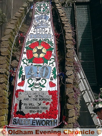 The Rushcart at this year’s event sporting the rose emblem