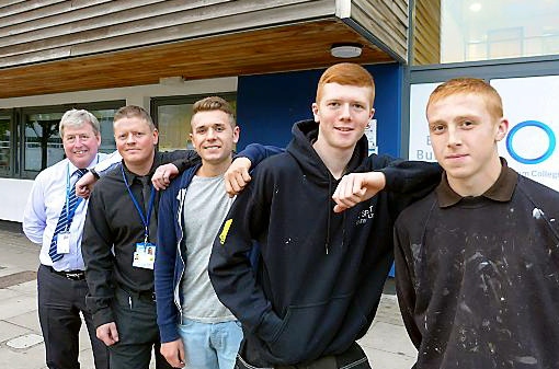 THE fixers: from left, Tony Ganner, course leader in plumbing and gas, course tutor Craig Evans, Jordan Ward, a plumber who was involved in the show and works for A Mellor Plumbing and Heating, Sam Royal and Ashley Walsh