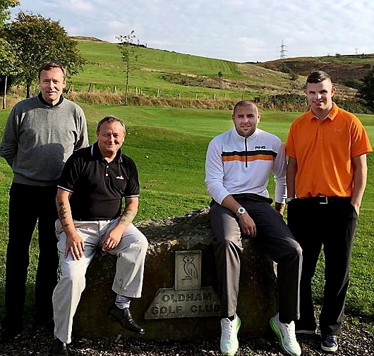 oldham prize guys: Autumn Cup winners Mark Furnival (left) and Geoff Proctor are pictured with runners-up Danny Marland and Ryan Warburton.