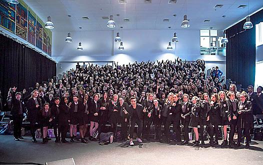 Nathan with college pupils
