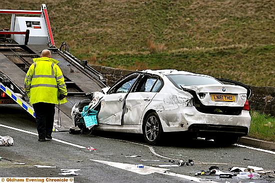 The crash scene in Ripponden Road above Denshaw.
