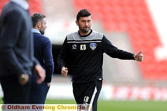 THUMBS UP . . . from first-team coach Keith Brown for the managerial appointment of David Dunn. THUMBS UP . . . from first-team coach Keith Brown for the managerial appointment of David Dunn.