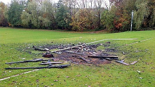 Oldham Council is appealing to the local community for information after vandals badly damaged a pitch and goalposts at the newly refurbished Crossley Playing Fields. Oldham Council is appealing to the local community for information after vandals badly damaged a pitch and goalposts at the newly refurbished Crossley Playing Fields.