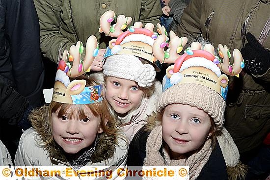 Wrapped up warm: Elli-Mai Webster Miley Chadwick and Faye Cavanagh.