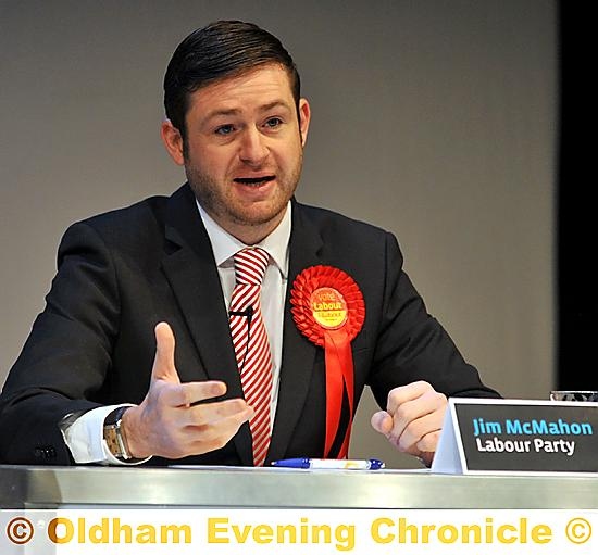 By-election hustings at the Grange Arts Theatre at The Oldham College. PIC shows Lab Jim McMahon. 