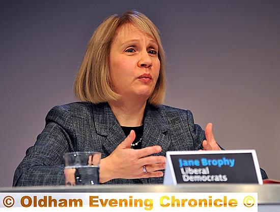 By-election hustings at the Grange Arts Theatre at The Oldham College. PIC shows Jane Brophy Lib. 