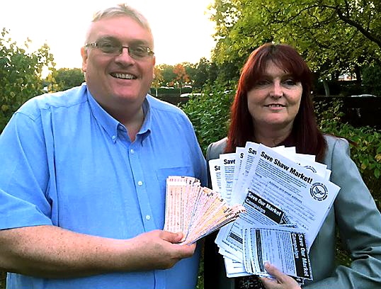 KEEP it where it is . . . councillors Sykes and Williamson hand in their petition KEEP it where it is . . . councillors Sykes and Williamson hand in their petition