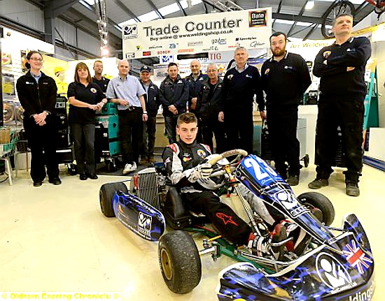 Kart racer Brandon Bethell (18) at sponsors Metconnect.