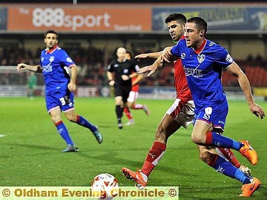 CLOSE . . . Mike Jones almost scored with a free-kick.