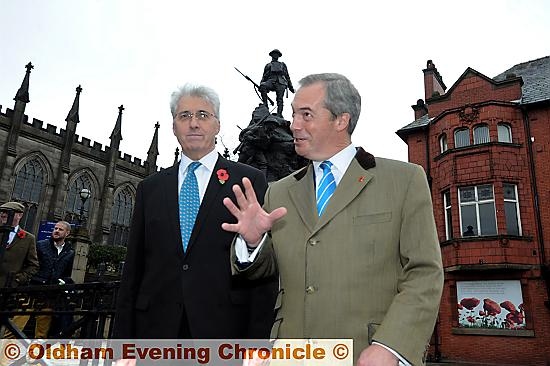 UKIP leader Nigel Farage on the campaign trail in Oldham with by-election candidate John Bickley UKIP leader Nigel Farage on the campaign trail in Oldham with by-election candidate John Bickley